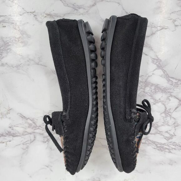 Minnetonka El Paso II Suede MOC Black Moccasins Aztec Patten Women's 7.5 - Picture 8 of 11